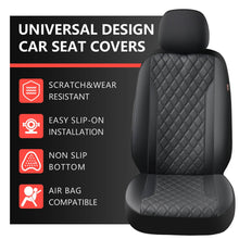 Load image into Gallery viewer, Coverado PVC Car Seat Covers Black Front and Back Faux Leather &amp;Fabric Auto Seat Protector Universal Fit