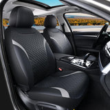 Coverado PVC Front Car Seat Covers Set Black Faux Leather &Fabric Auto Seat Protector Universal Fit