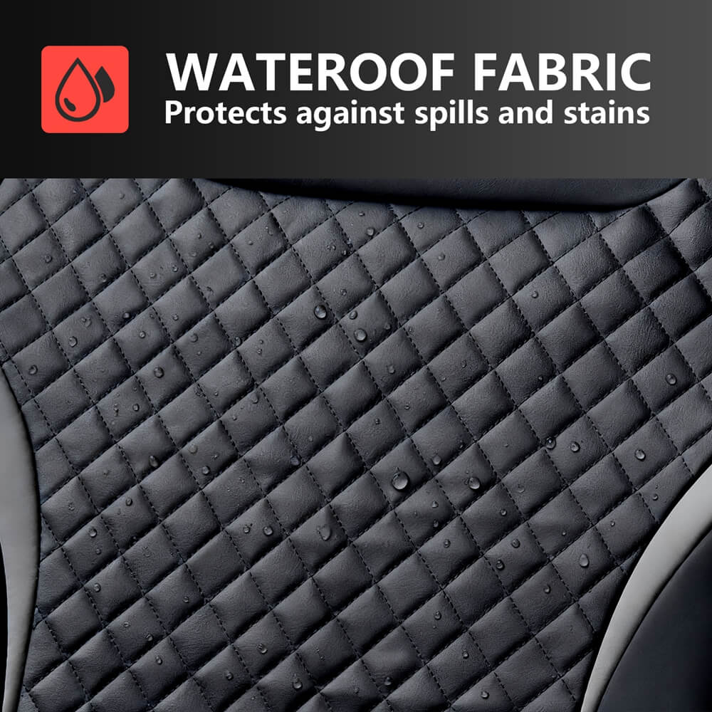 Coverado PVC Car Seat Covers Front and Back Faux Leather &Fabric Auto Seat Protector Universal Fit