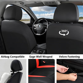 Coverado Front Car Seat Covers PU Leather&Fabric Auto Seat Protector Universal Fit