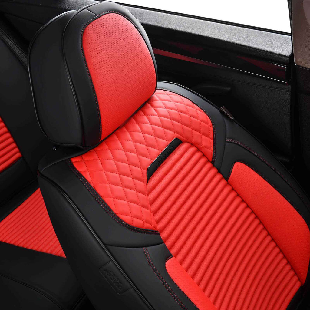 Coverado Full Set Premium Leather Seat Covers 5 Seats Front and Back Car Seat Protectors Universal Fit