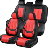 Full Set Seat Covers Coverado Front and Back Car Seat Covers Set Premium Faux Leather Water Resistant Lumbar Support Universal Fit