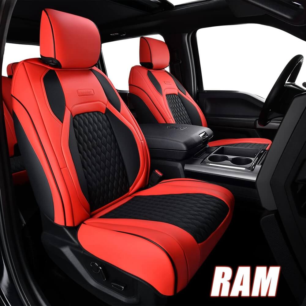 Truckiipa 2002-2023 Ram 1500 Car Seat Covers Full Coverage Leather Auto Seat Protector Fit 1500 2500 3500 Crew Mega Cab Rebel Laramie Big Long Horn