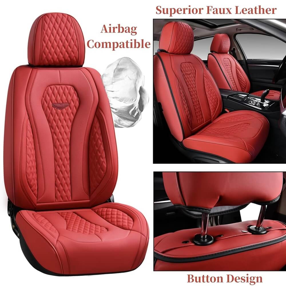 Coverado 2 Seats Driver Passenger Premium Leather Front Car Seat Covers Luxury Auto Seat Protectors Universal Fit
