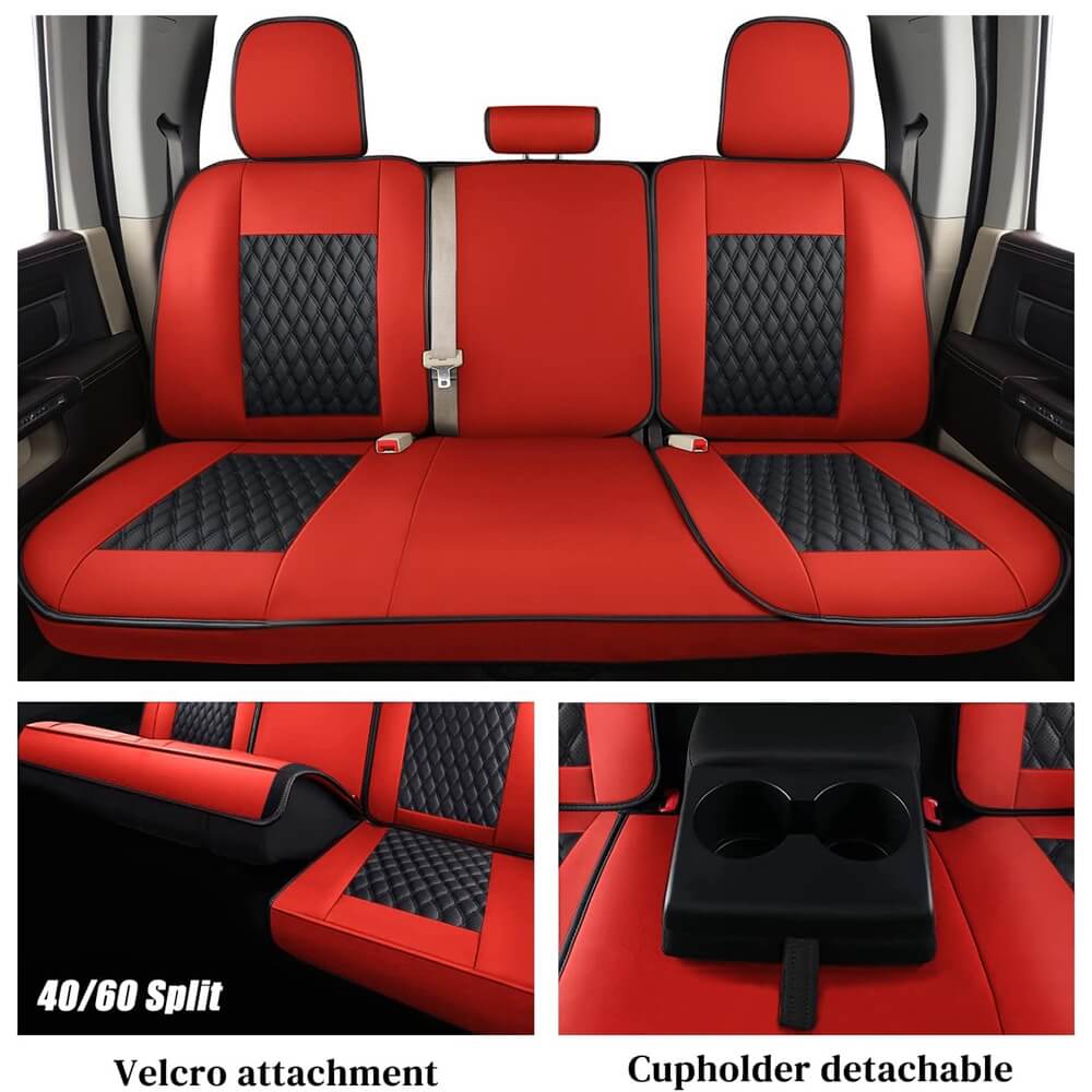 Truckiipa 2002-2023 Ram 1500 Car Seat Covers Full Coverage Leather Auto Seat Protector Fit 1500 2500 3500 Crew Mega Cab Rebel Laramie Big Long Horn