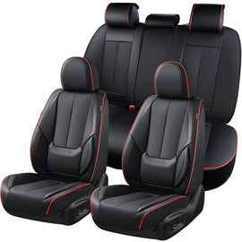 5 Seats Coverado Car Seat Covers for Cars Front and Rear Full Set with Lumbar Support Premium Leather Waterproof Auto Seat ProtectorsUniversal Fit