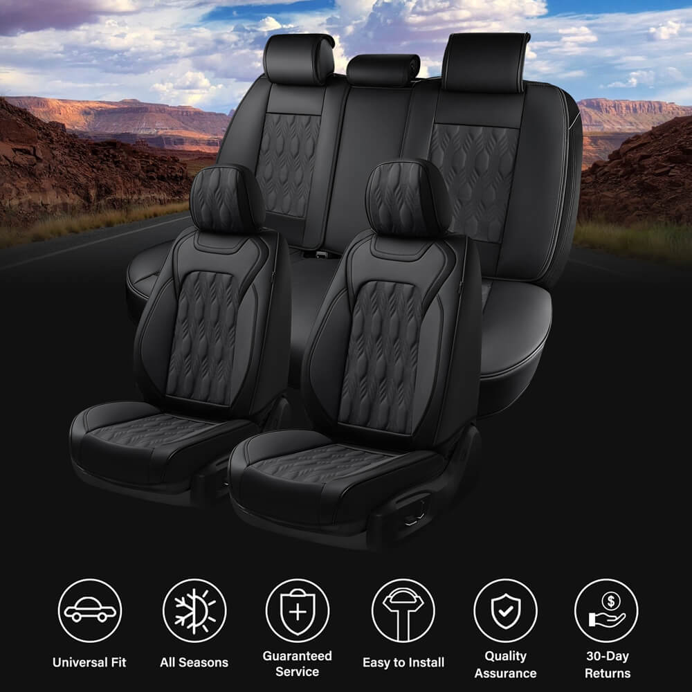 Coverado Auto Seat Covers 5 Seats Full Set for Cars Faux Leather Front and Back Seats Washable Universal Fit