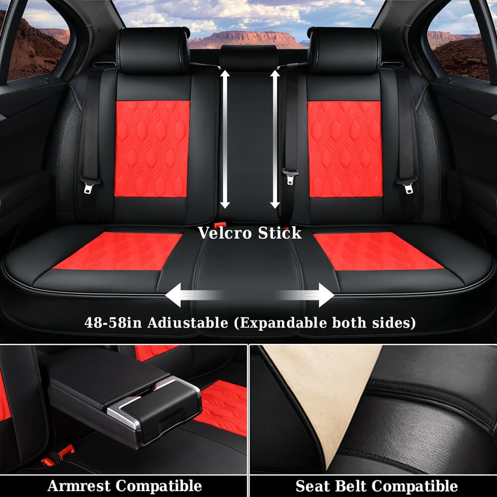 Coverado Auto Seat Covers 5 Seats Full Set for Cars Faux Leather Front and Back Seats Washable Universal Fit