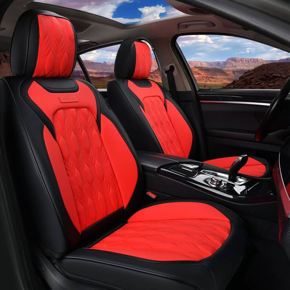 Coverado Auto Seat Covers 5 Seats Full Set for Cars Faux Leather Front and Back Seats Washable Universal Fit