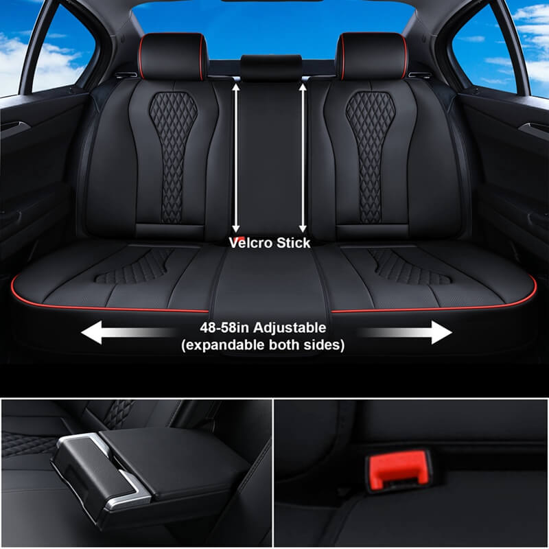 Coverado 5 Seats Waterproof Full Set Car Seat Covers Premium Leather Seat Cushion Universal Fit