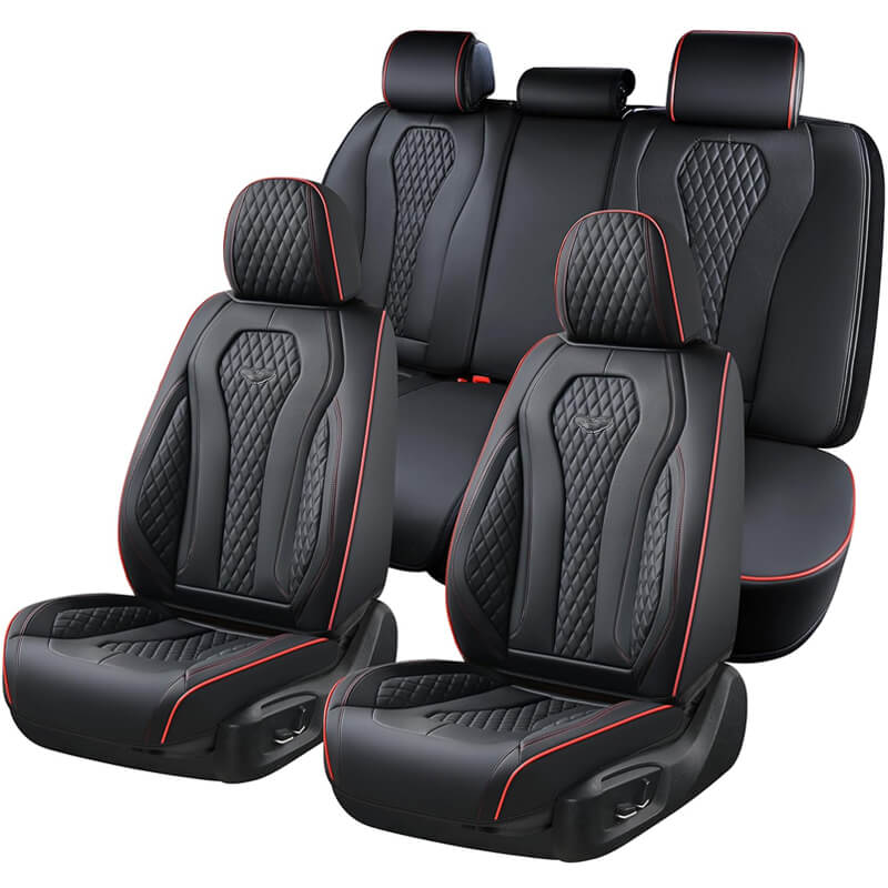 Coverado 5 Seats Waterproof Full Set Car Seat Covers Premium Leather Seat Cushion Universal Fit