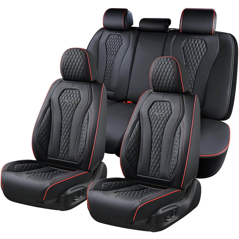 Coverado 5 Seats Car Seat Covers Front and Rear Seat Full Set Premium Leather Seat Protector Universal Fit