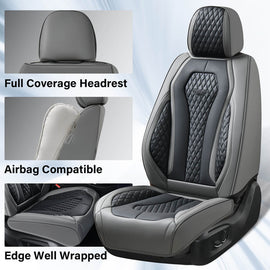 2 Seats Coverado Front Driver Passenger Premium Leather Front Car Seat Covers Water Resistant Luxury Auto Seat Protectors Universal Fit