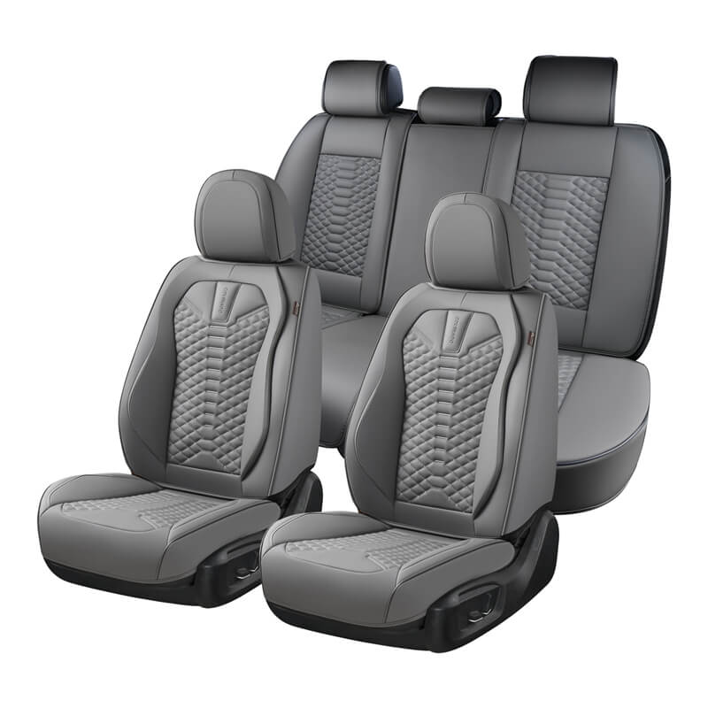 Coverado 5 Seats Faux Leather Front and Rear Seat Covers Full Set Water Resistant Universal Fit