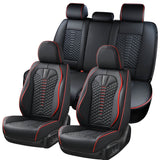 Coverado 5 Seats Faux Leather Front and Rear Seat Covers Full Set Water Resistant Universal Fit