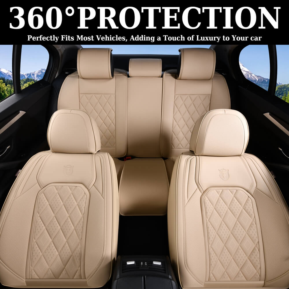 Coverado 2 Seats Front Pair Seat Covers Faux Leather Breathable Waterproof Universal Fit