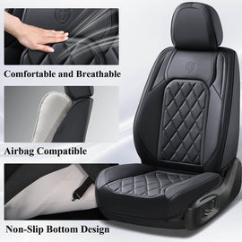 Coverado 2 Seats Front Seat Covers for Cars Leatherette Driver Passenger Seat Protectors Breathable Waterproof Universal Fit