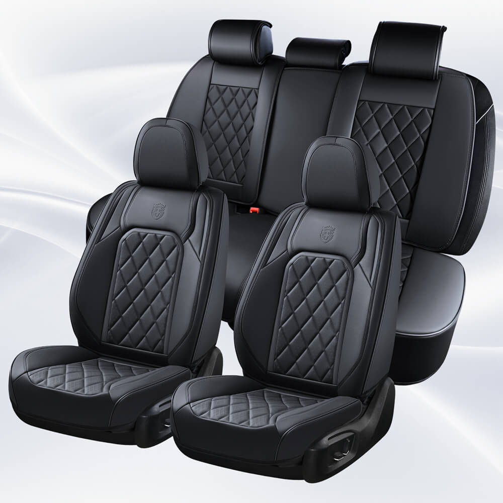 Coverado Front and Back Seat Covers Faux Leather Full Set Breathable Waterproof Seat Protectors Universal Fit