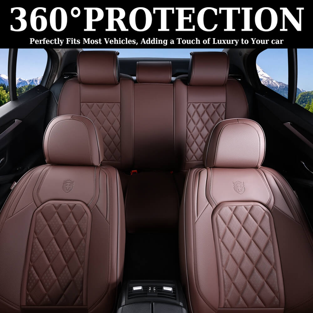 Coverado Front and Back Seat Covers Faux Leather Full Set Breathable Waterproof Seat Protectors Universal Fit