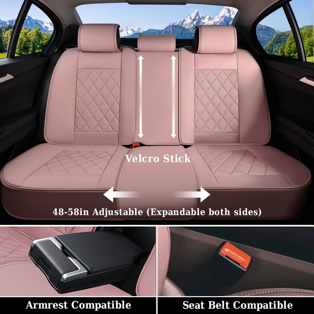 Coverado 5 Seats Front and Back Car Seat Covers Faux Leather Full Set Breathable Waterproof Universal Fit