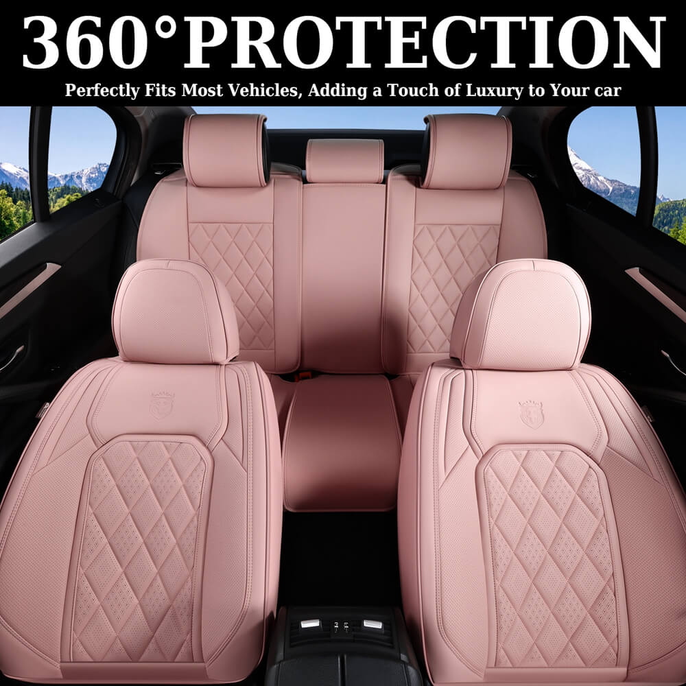 Coverado Front and Back Seat Covers Faux Leather Full Set Breathable Waterproof Seat Protectors Universal Fit