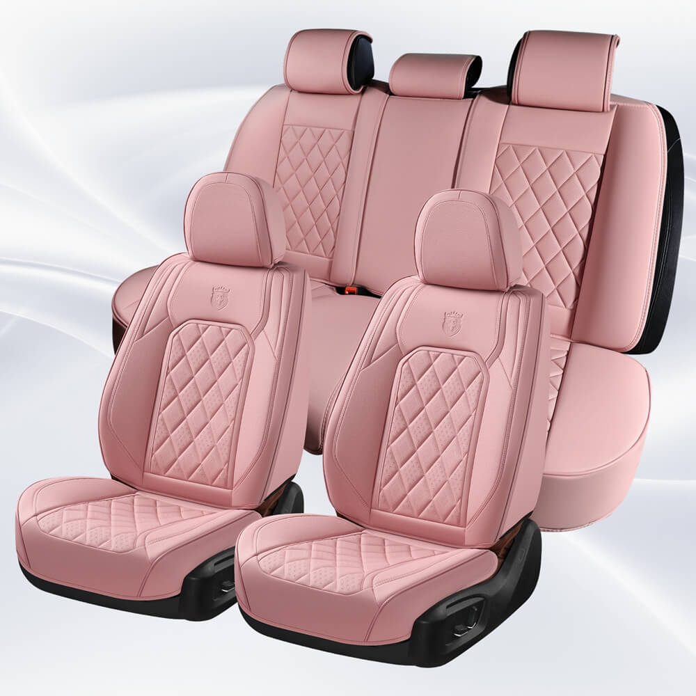 Coverado 5 Seats Front and Back Car Seat Covers Faux Leather Full Set Breathable Waterproof Universal Fit