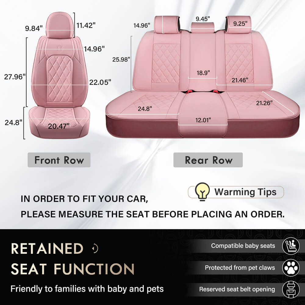 Coverado Front and Back Seat Covers Faux Leather Full Set Breathable Waterproof Seat Protectors Universal Fit