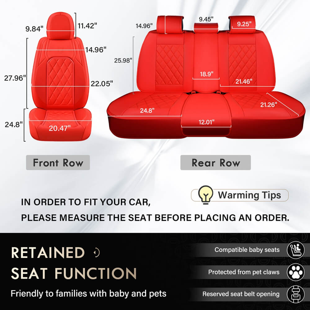 Coverado Front and Back Seat Covers Faux Leather Full Set Breathable Waterproof Seat Protectors Universal Fit