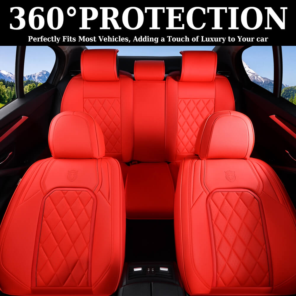 Coverado Front and Back Seat Covers Faux Leather Full Set Breathable Waterproof Seat Protectors Universal Fit