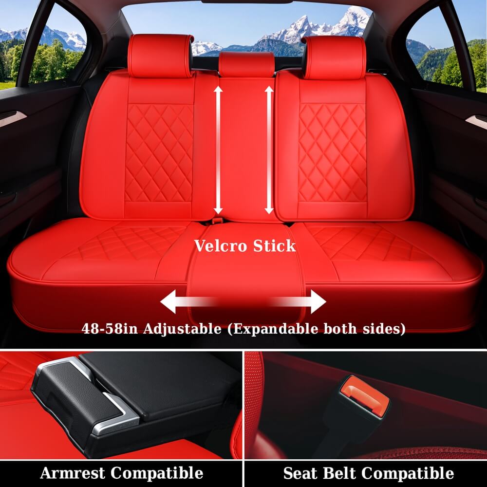 Coverado Front and Back Seat Covers Faux Leather Full Set Breathable Waterproof Seat Protectors Universal Fit