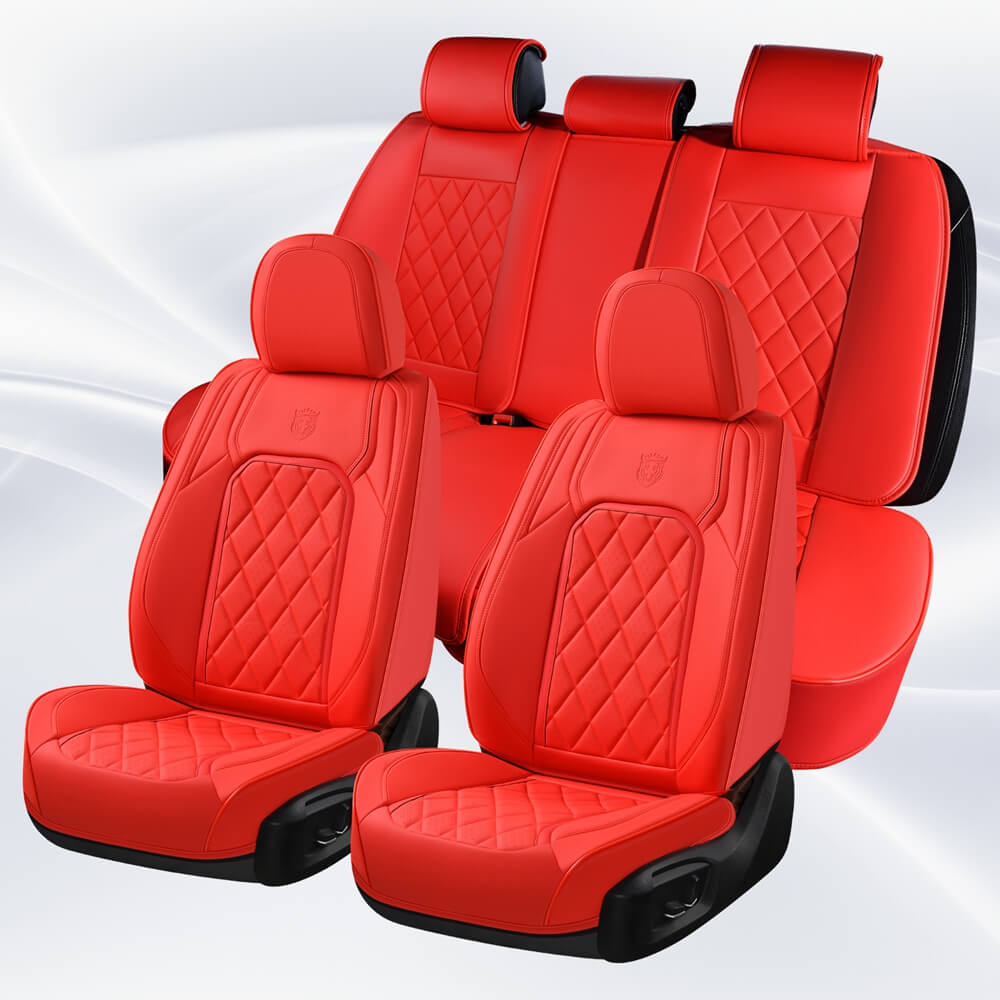 Coverado Front and Back Seat Covers Faux Leather Full Set Breathable Waterproof Seat Protectors Universal Fit