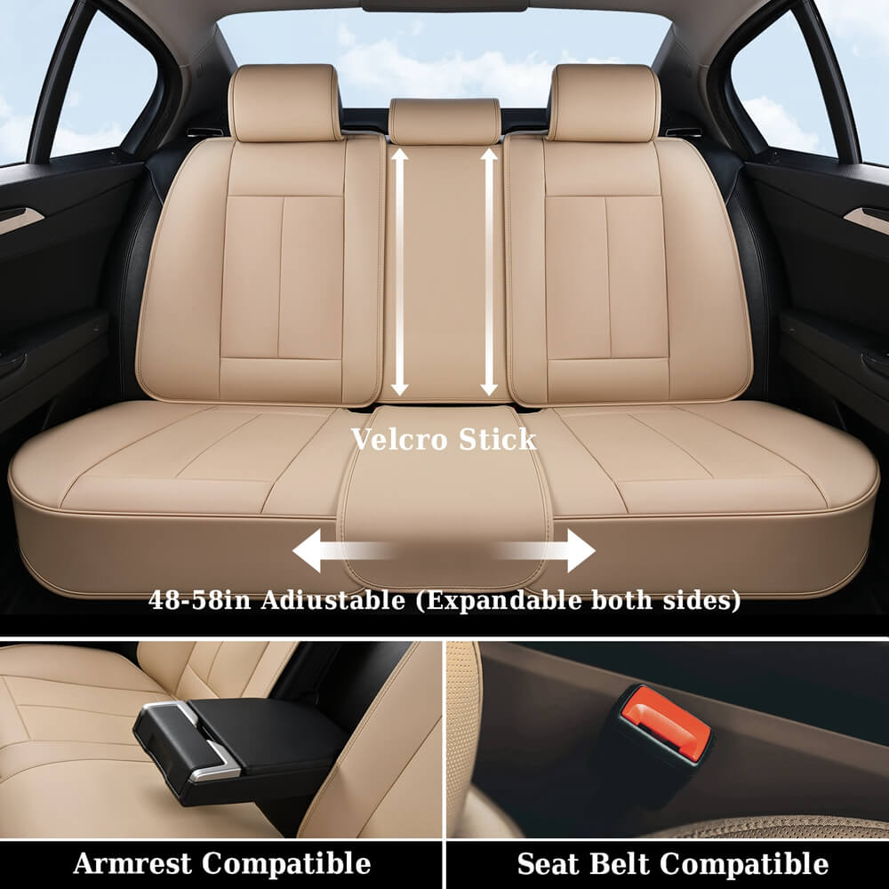 Coverado Front and Back Car Seat Covers Faux Leather Water Resistant Seat Protectors Universal Fit