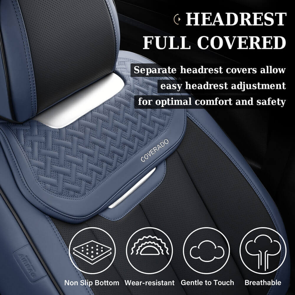 Coverado Full Set 5 Seats Rear and Front Car Seat Covers Faux Leather Water Resistant Seat Protectors Universal Fit