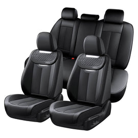 Coverado Full Set 5 Seats Rear and Front Car Seat Covers Faux Leather Water Resistant Seat Protectors Universal Fit