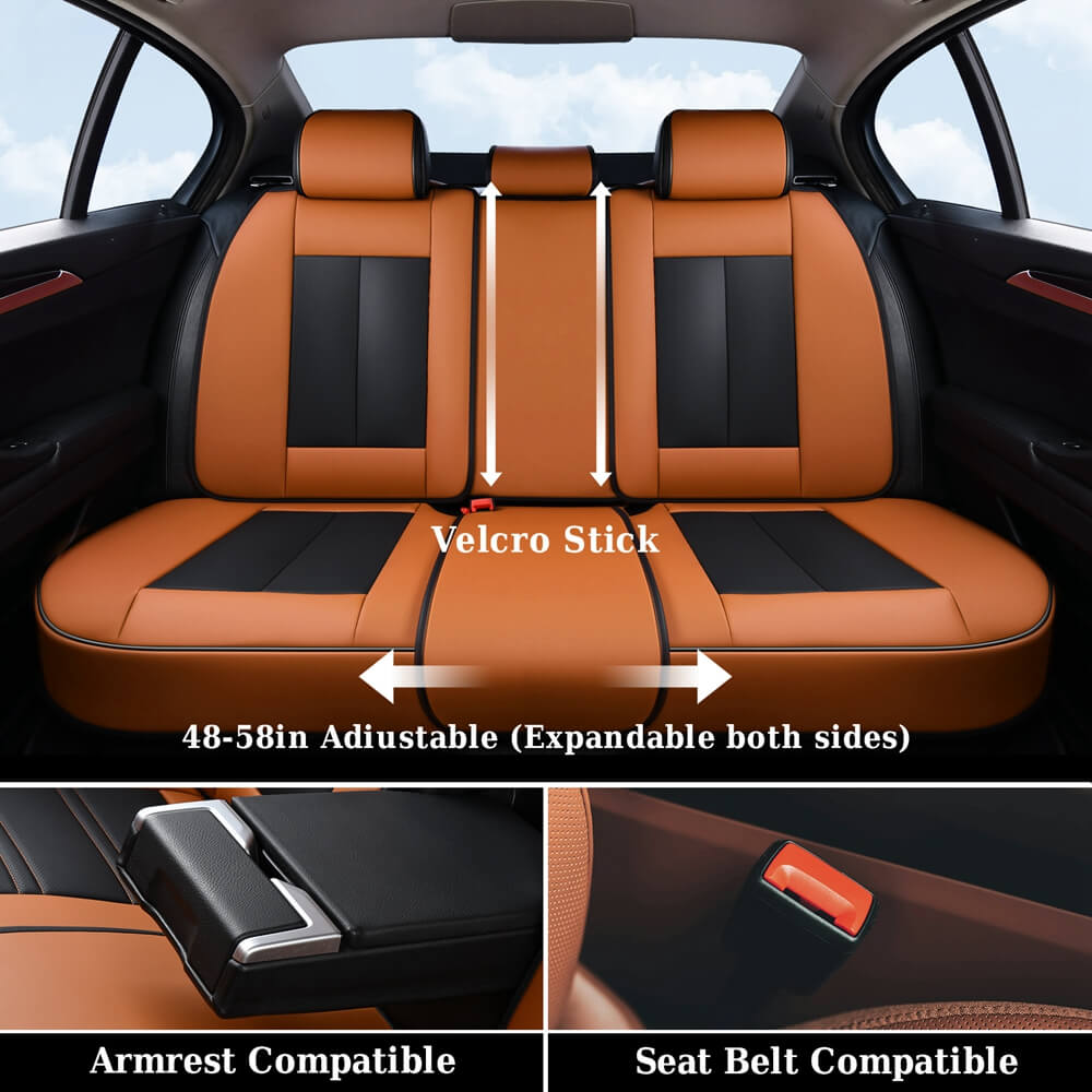 Coverado Front and Back Car Seat Covers Faux Leather Water Resistant Seat Protectors Universal Fit