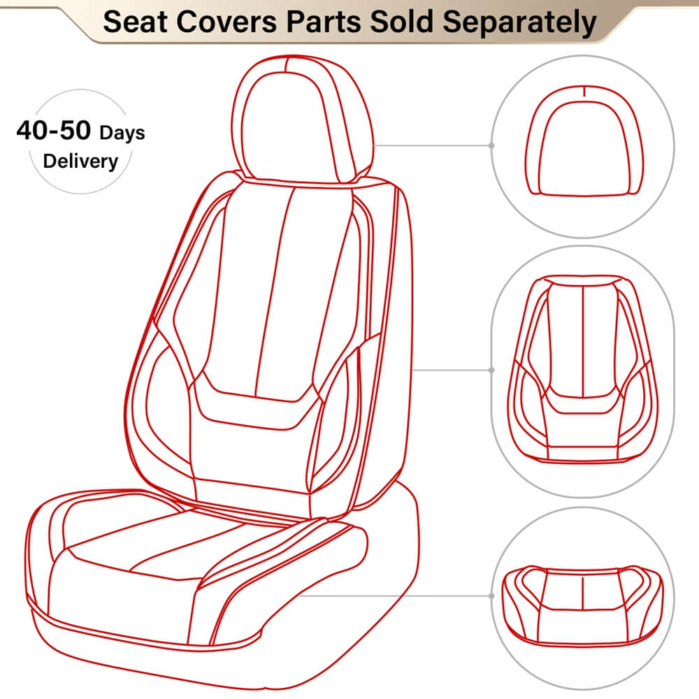 Coverado Headrest Cover/ Front Backrest/ Front Bottom Seat Individual Dedicated Separate Parts (Select 40-50 Days Delivery)