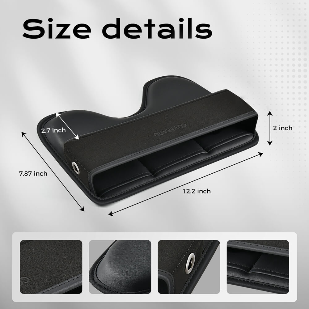 Coverado Universal Car Seat Side Gap Filler Organizer Premium Suede Leather Seat Gap Storage Box for SUV Truck