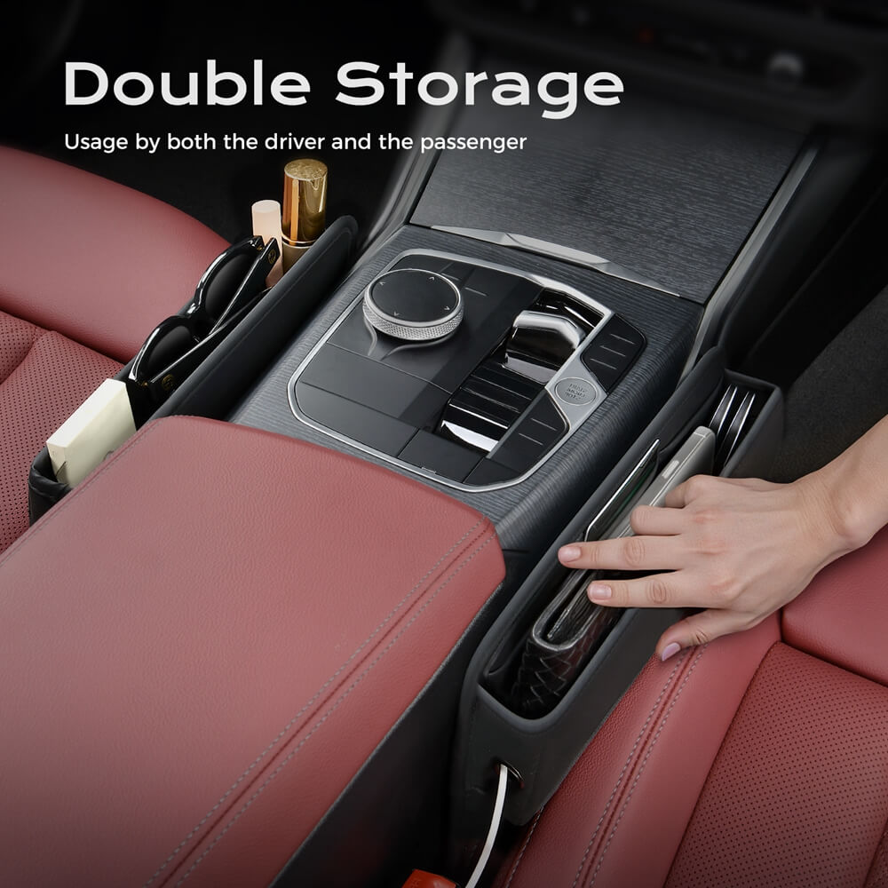 Coverado Universal Car Seat Side Gap Filler Organizer Premium Suede Leather Seat Gap Storage Box for SUV Truck