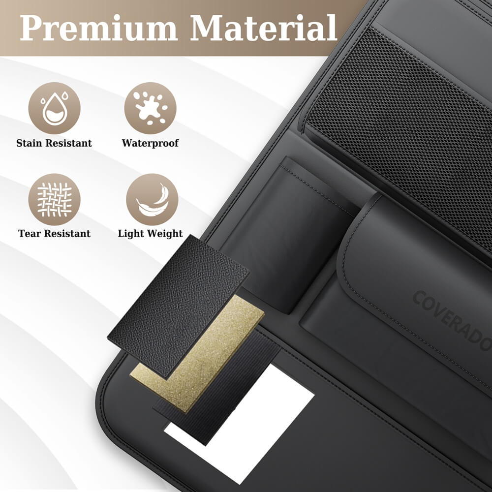 Coverado Nappa Leather Car Backseat Hanging Pockets Foldable Storage Bag Large Capacity Multipurpose Car Organizer, 1 piece/ 2 pieces