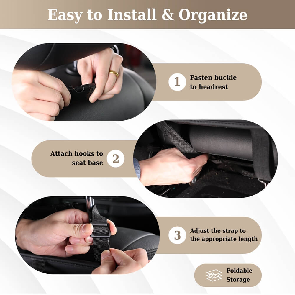 Coverado Nappa Leather Car Backseat Hanging Pockets Foldable Storage Bag Large Capacity Multipurpose Car Organizer, 1 piece/ 2 pieces