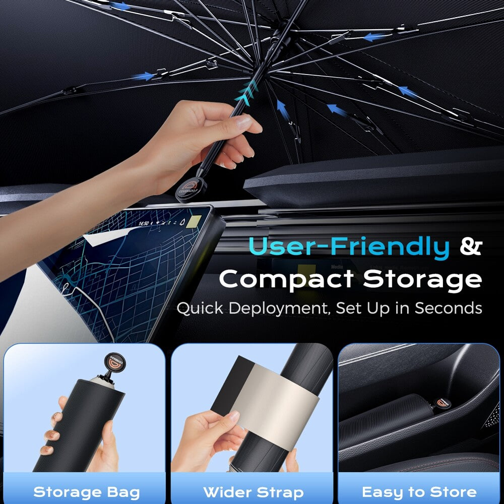Coverado 2025 New Upgrade Car Windshield Sun Shade Umbrella Foldable Sun Shade Cover UV Block Car Front Window Heat Insulation Protection for Sedan, SUV, Trucks (Size M / L)