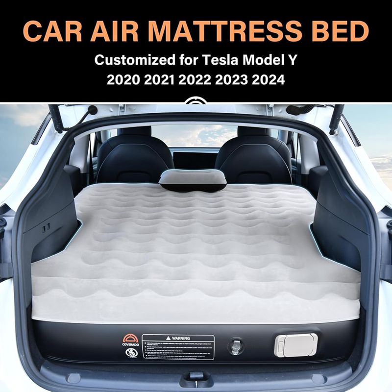 50% OFF🔥🔥 Coverado Air Mattress Custom Fit 2021-2024 Tesla Model Y Inflatable Camping Bed Travel SUV Sleeping Pad with Car Air Pump