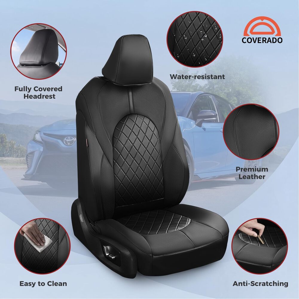 Toyota Camry Custom Full Set Seat Covers fit 2018-2024(Gas) L/LE/SE/SE Nightshade Full Coverage