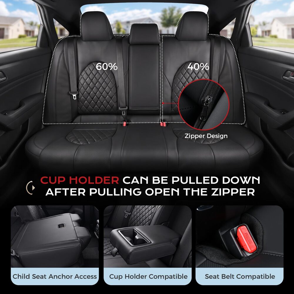 Toyota Camry Custom Full Set Seat Covers fit 2018-2024(Gas) L/LE/SE/SE Nightshade Full Coverage