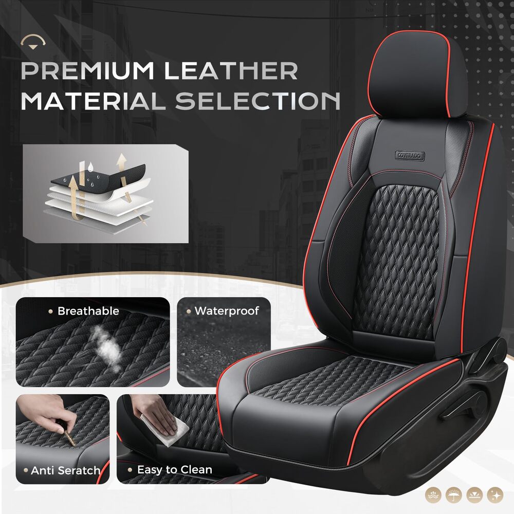 Toyota Tacoma Custom Faux Leather Car Seat Covers | Fit 3rd Gen Tacoma 2016-2023