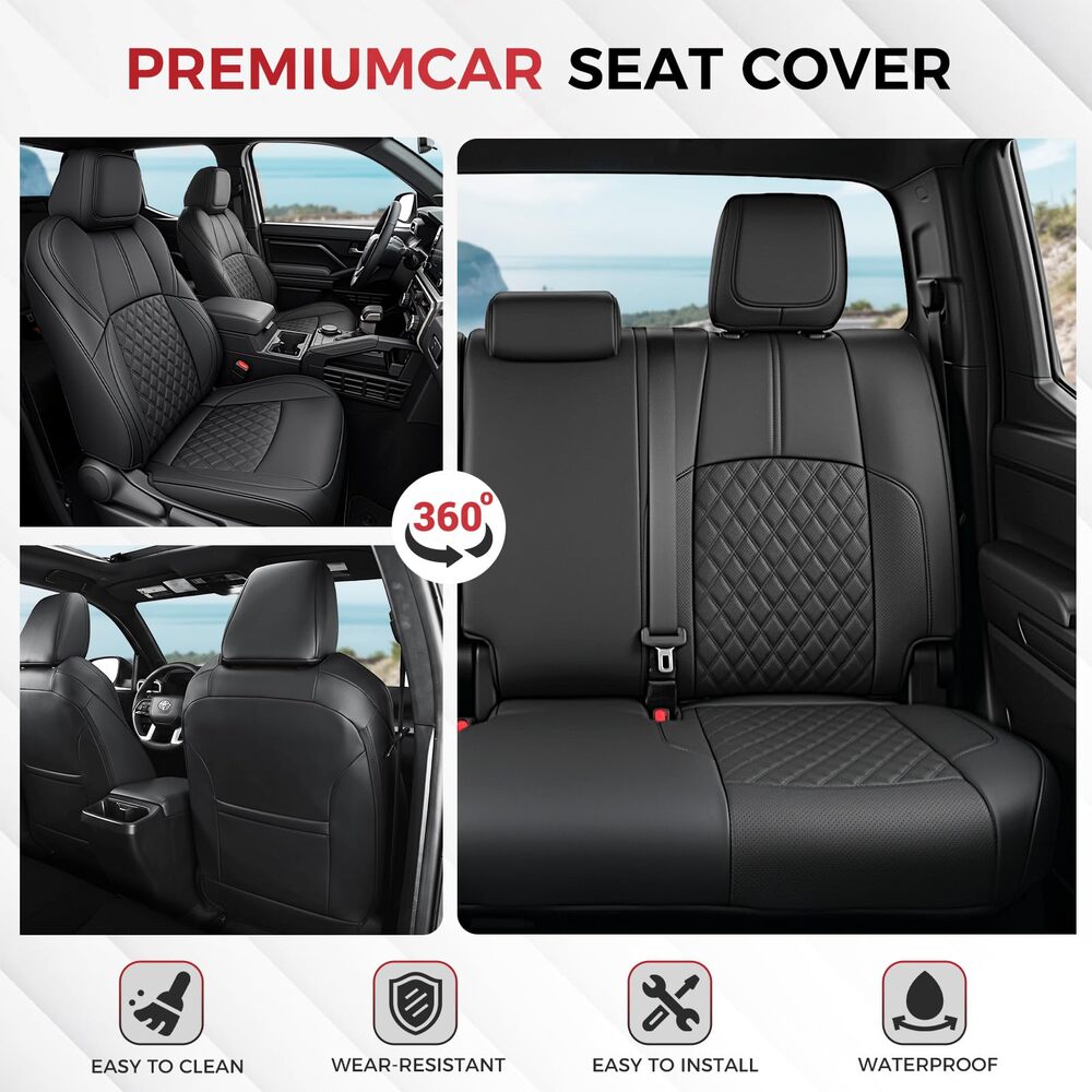 Toyota Tacoma 2024–2026 Upgraded Full Coverage Premium Faux Leather Custom Car Seat Covers