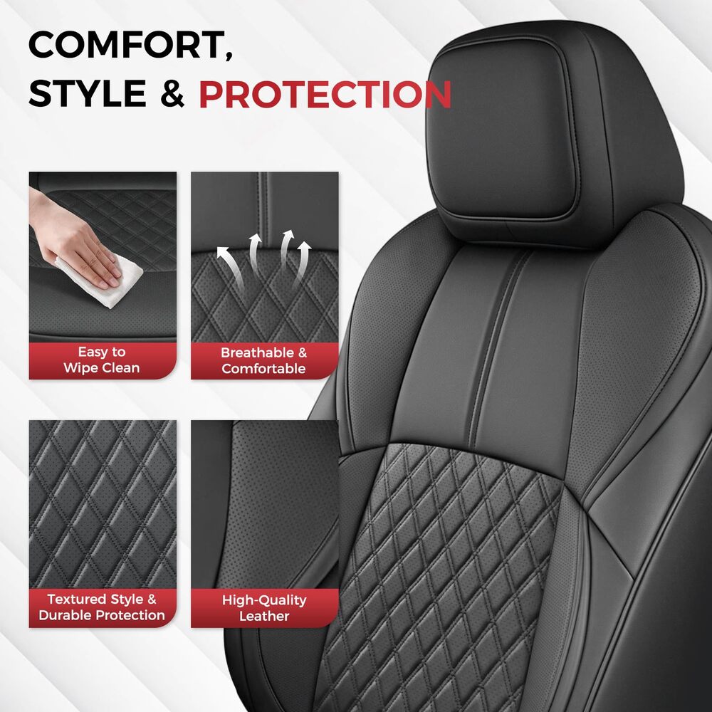 Toyota Tacoma 2024–2026 Upgraded Full Coverage Premium Faux Leather Custom Car Seat Covers