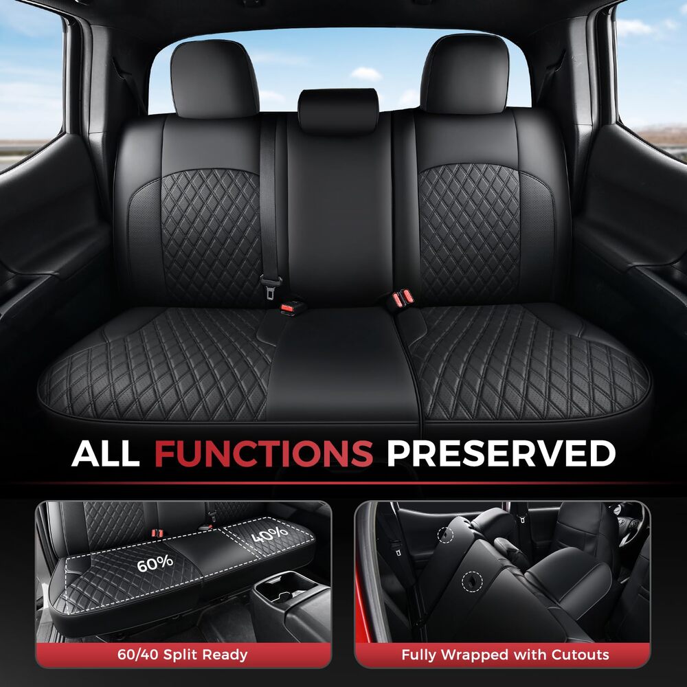 Toyota Tacoma 2016–2023 Upgraded Full Coverage Premium Faux Leather Custom Car Seat Covers