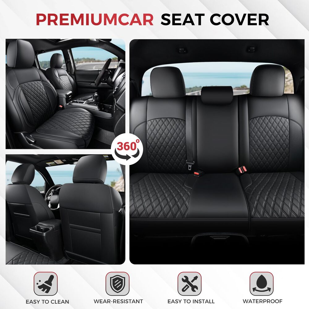 Toyota Tacoma 2016–2023 Upgraded Full Coverage Premium Faux Leather Custom Car Seat Covers