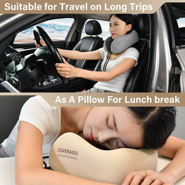 50% OFF🔥🔥 Coverado Travel Pillow Portable Detachable Memory Foam U-shaped Support Pillow Ergonomic Design Perfect for Car Travel, Napping, Working